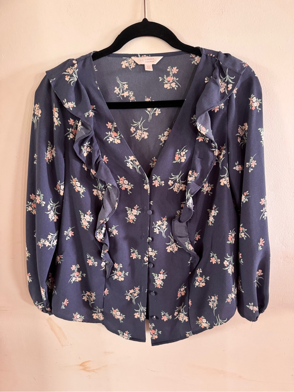 Lauren Conrad Women’s XS Floral Blouse Romantic Summer Career Comfort